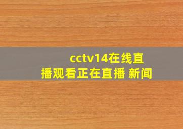 cctv14在线直播观看正在直播 新闻